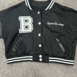 Black varsity crop jacket